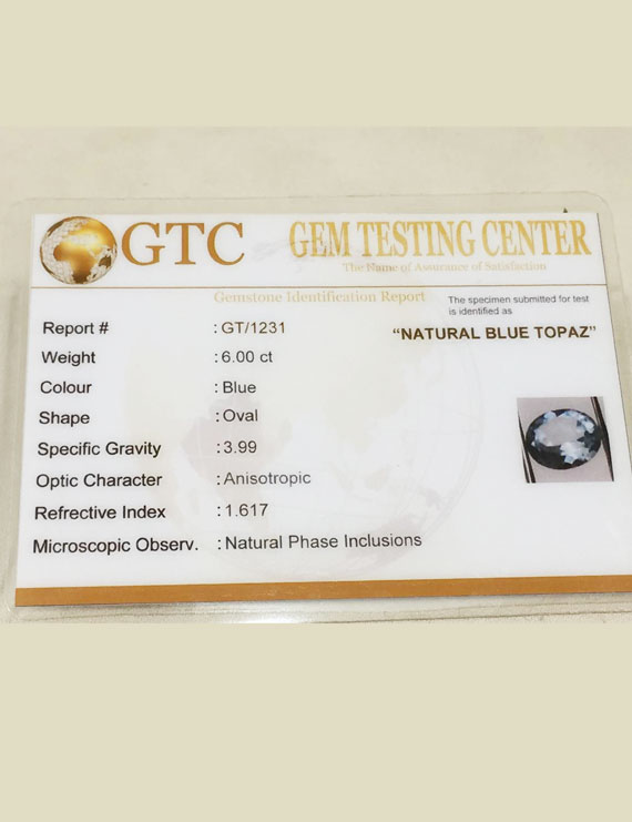 6.60 Ratti (6.00 ct) Natural Blue Topaz